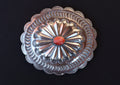 Navajo Sterling Concho Brooch with Red Coral