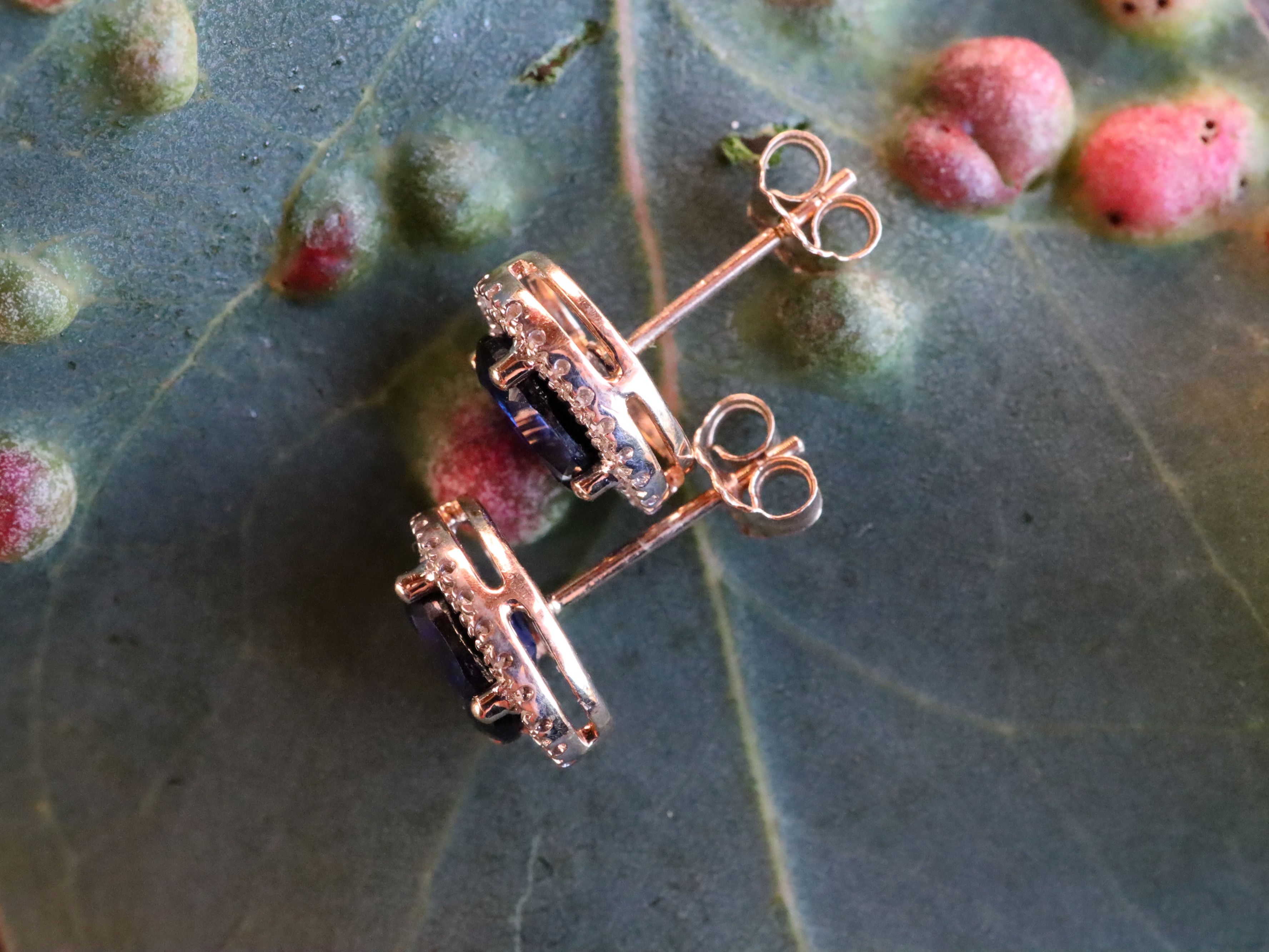 Created Sapphire and Diamond Earrings in 10ct Gold