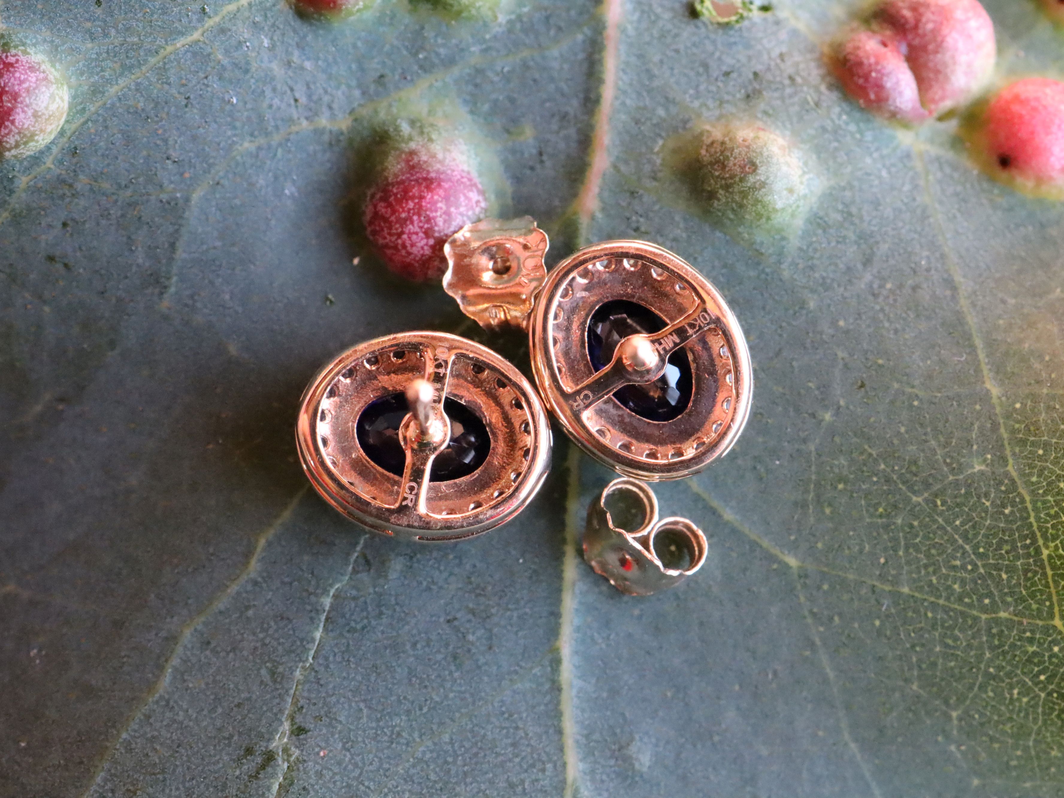 Created Sapphire and Diamond Earrings in 10ct Gold