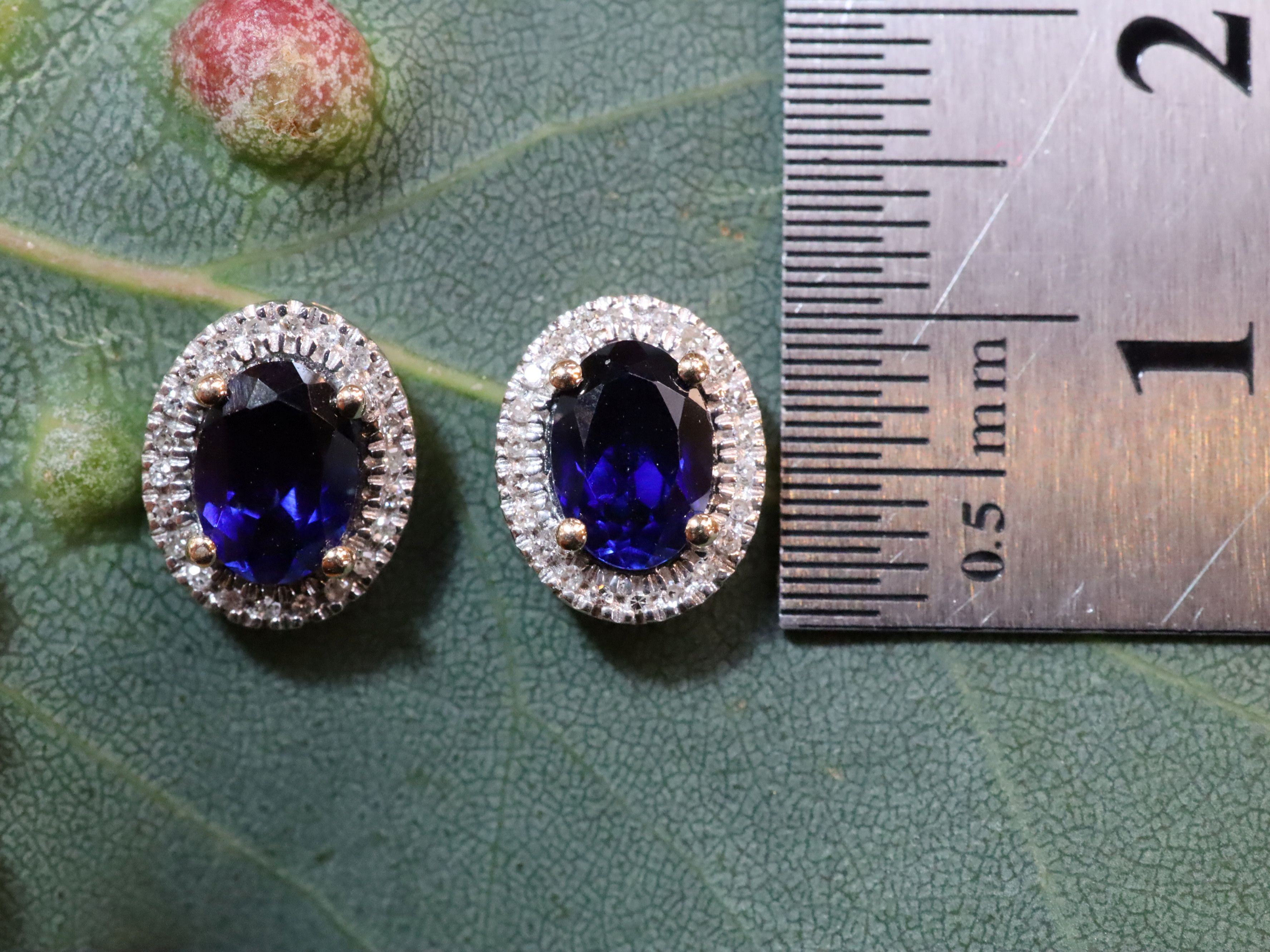 Created Sapphire and Diamond Earrings in 10ct Gold