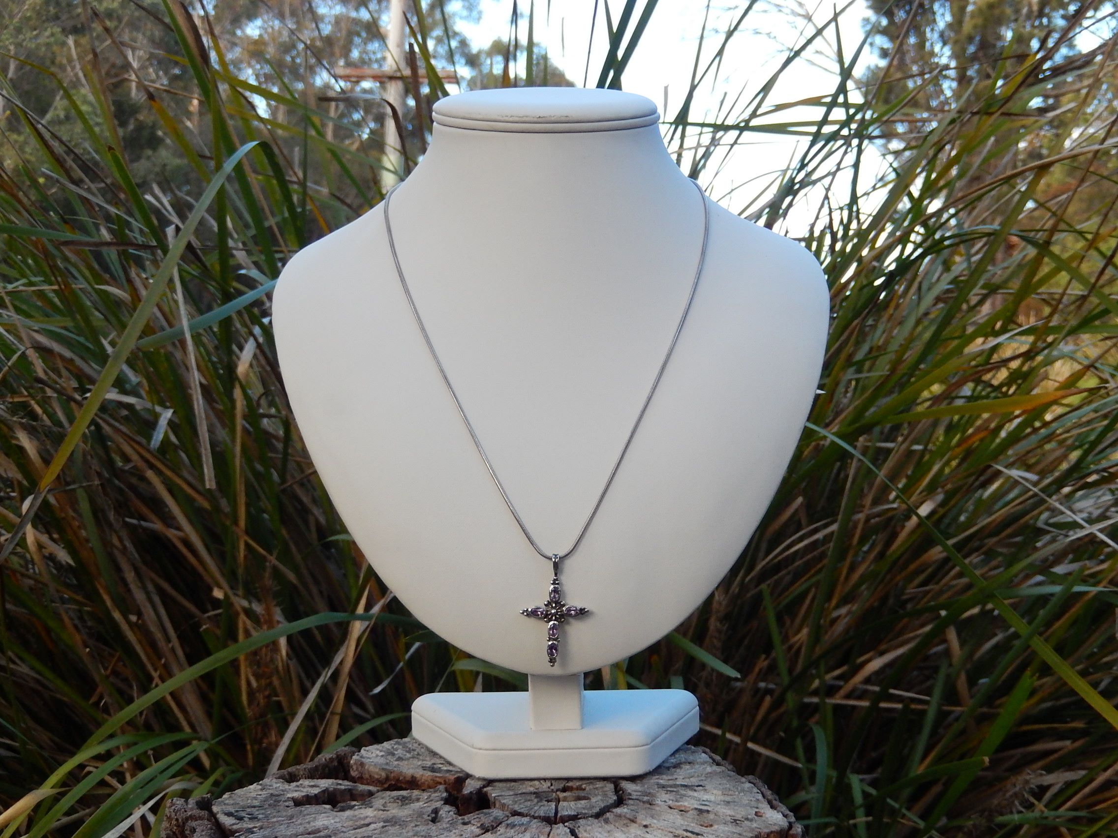 Amethyst Crucifix in Sterling