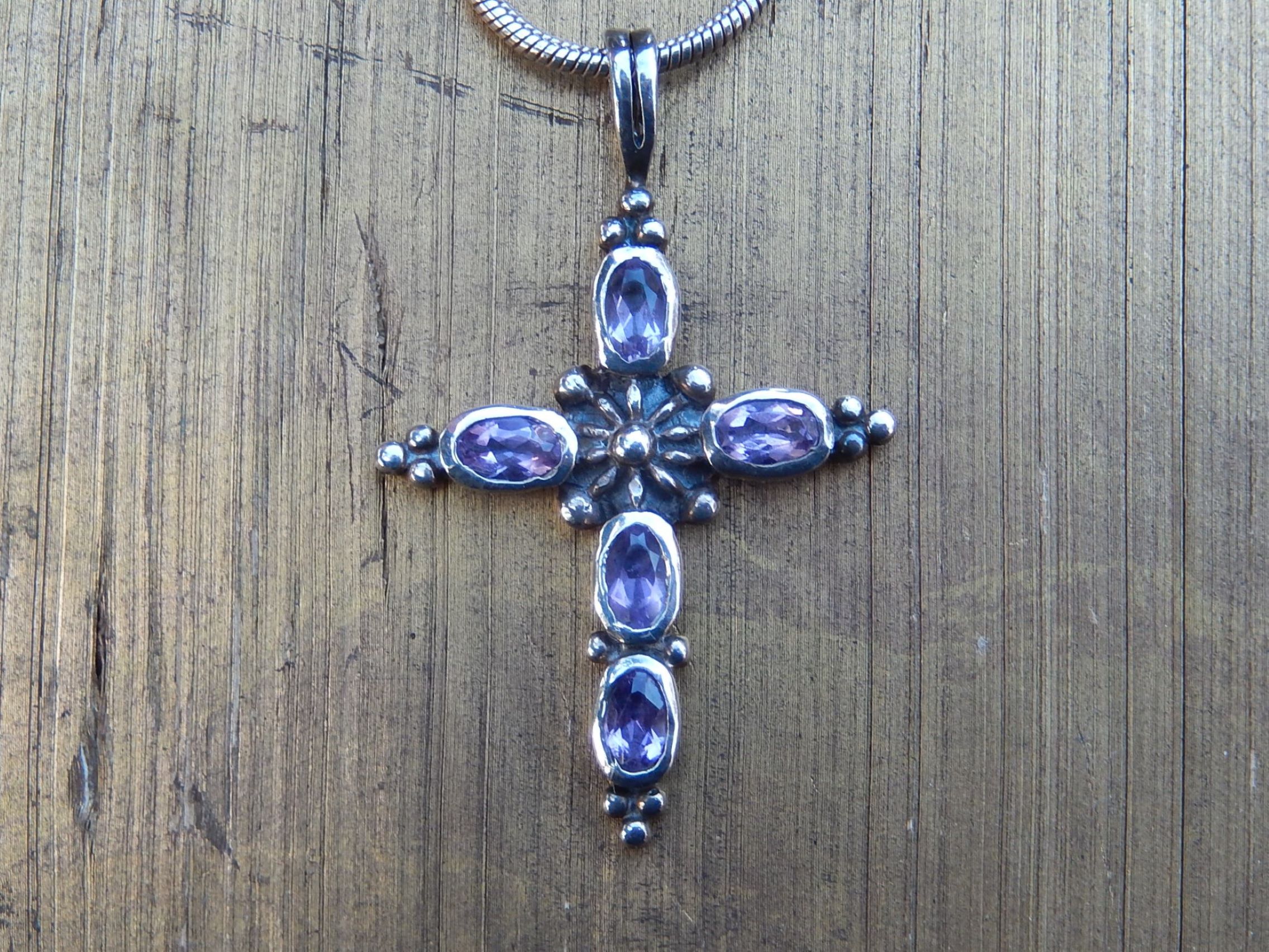 Amethyst Crucifix in Sterling
