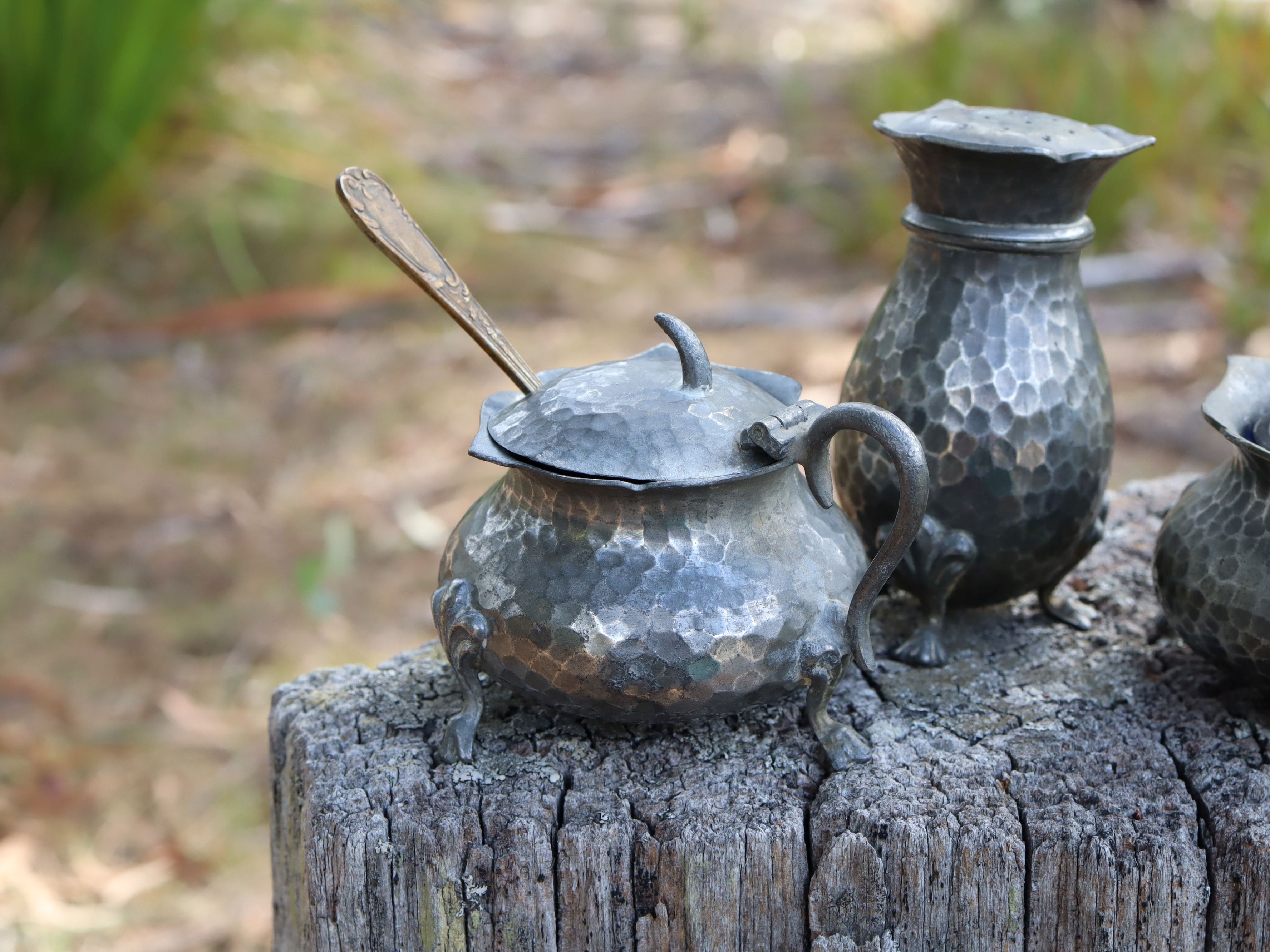 English Pewter Cruet Set c.1900