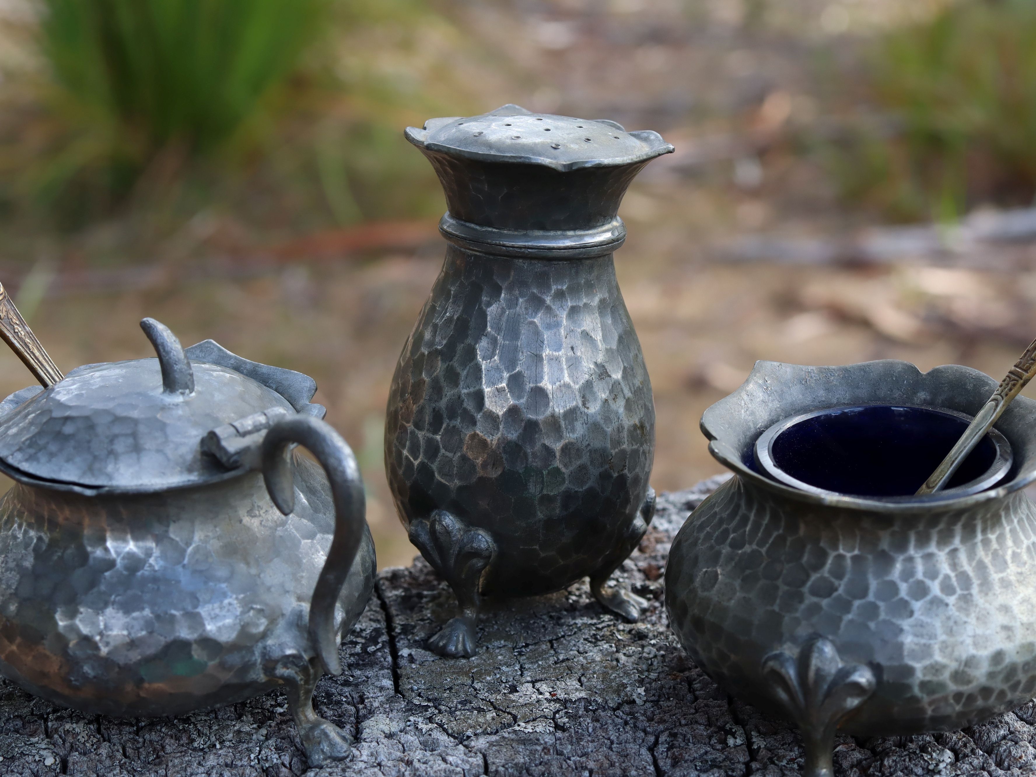 English Pewter Cruet Set c.1900