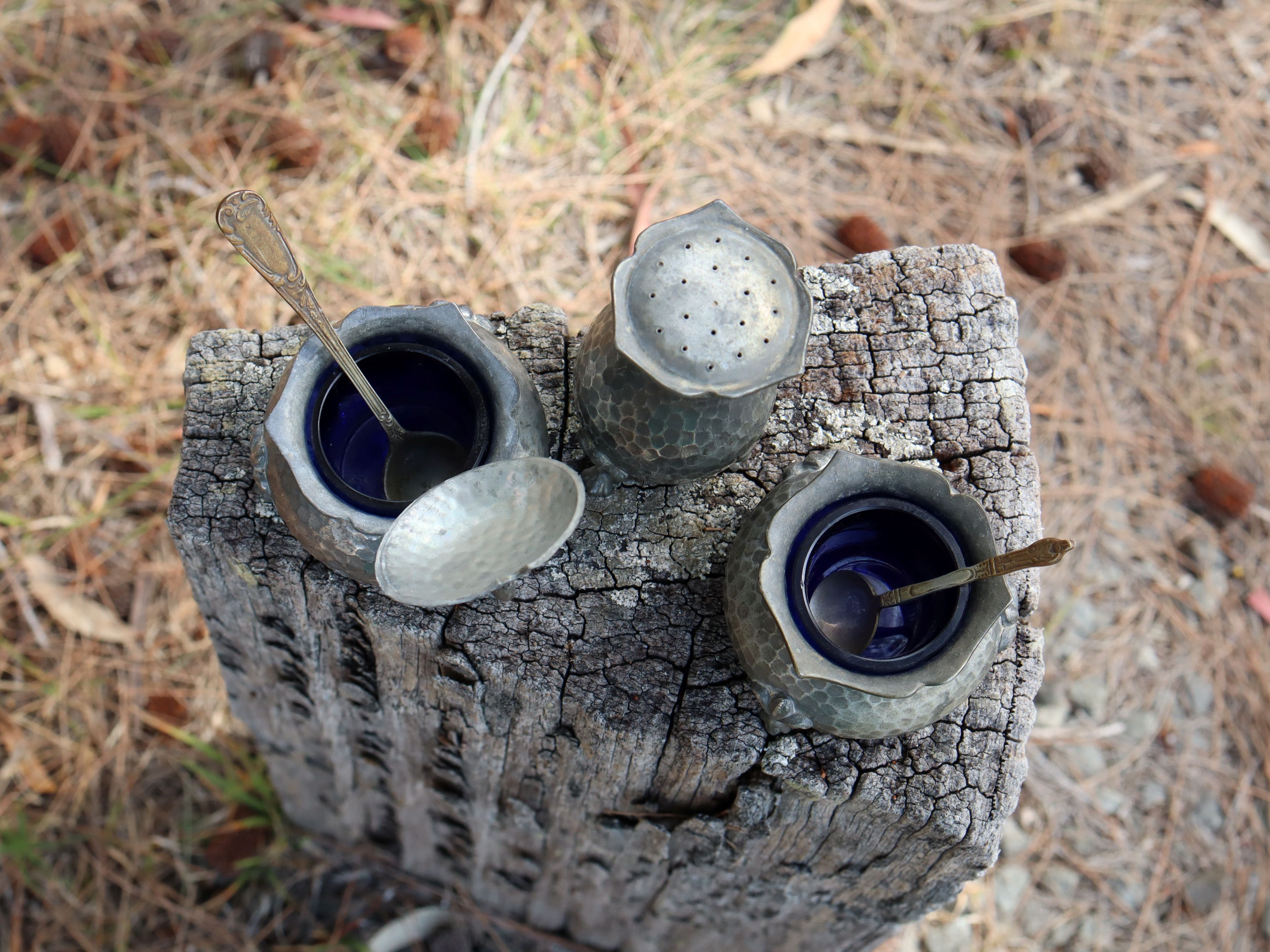 English Pewter Cruet Set c.1900