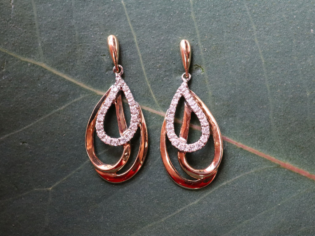 Diamond Tear Drop Earrings in 9ct Gold