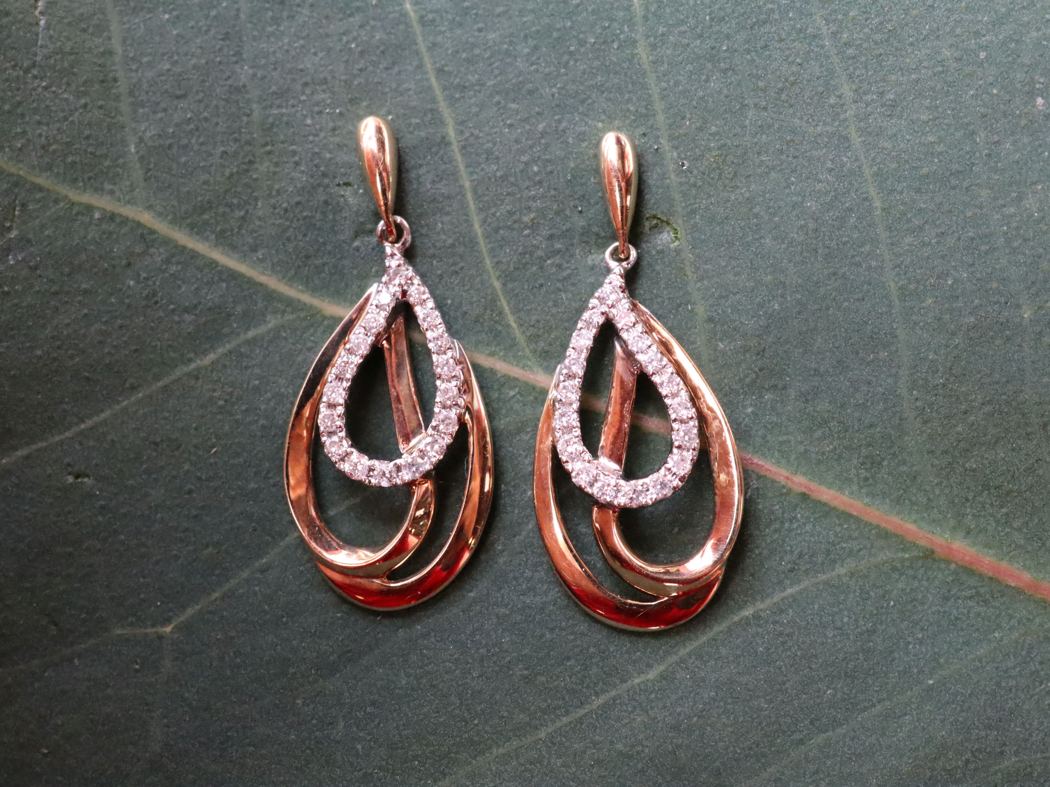Diamond Tear Drop Earrings in 9ct Gold