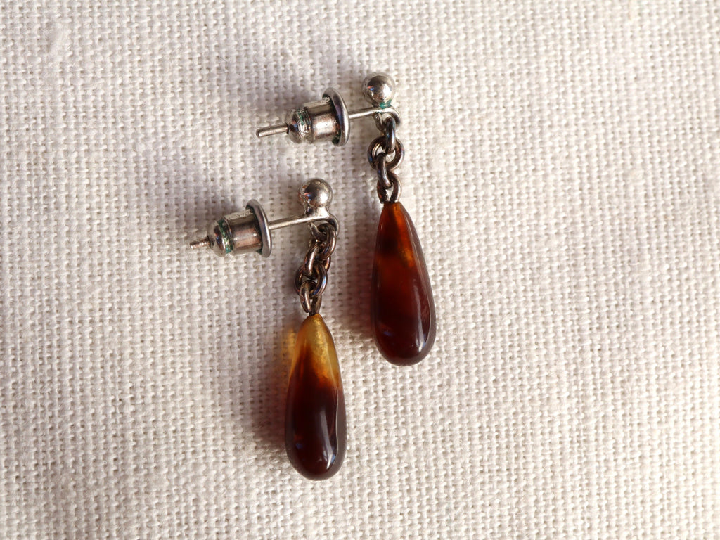 Tortoise Shell Earrings in Sterling Silver