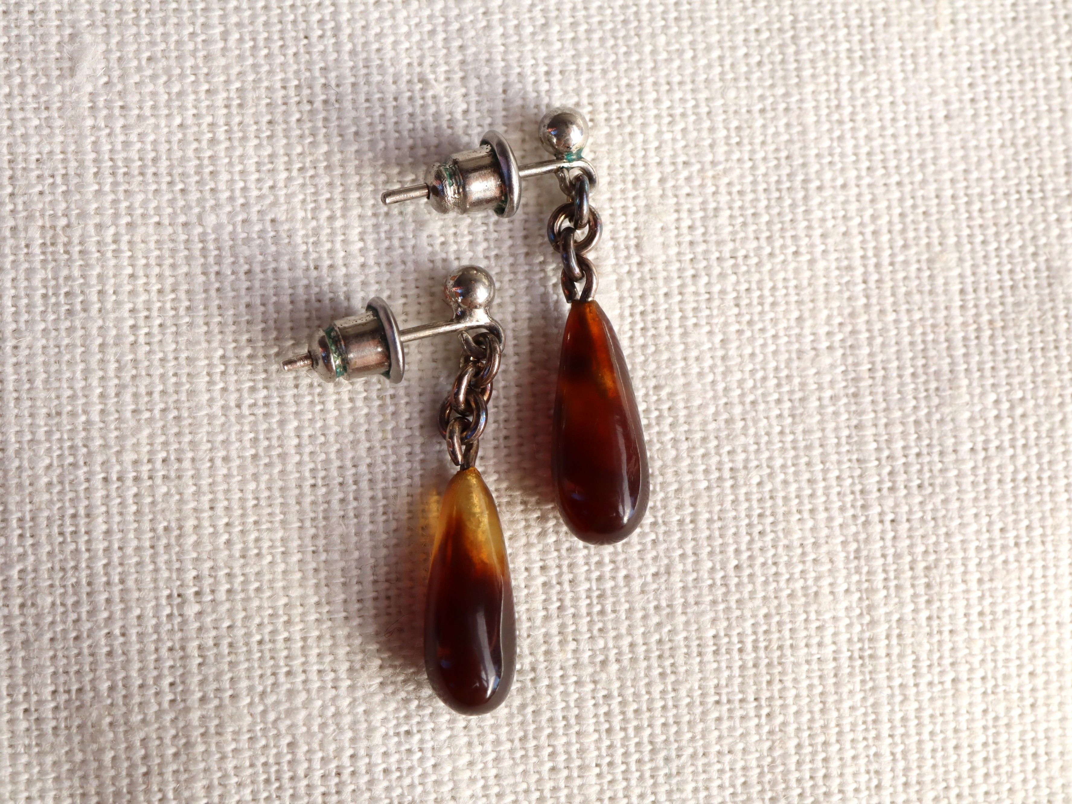 Tortoise Shell Earrings in Sterling Silver