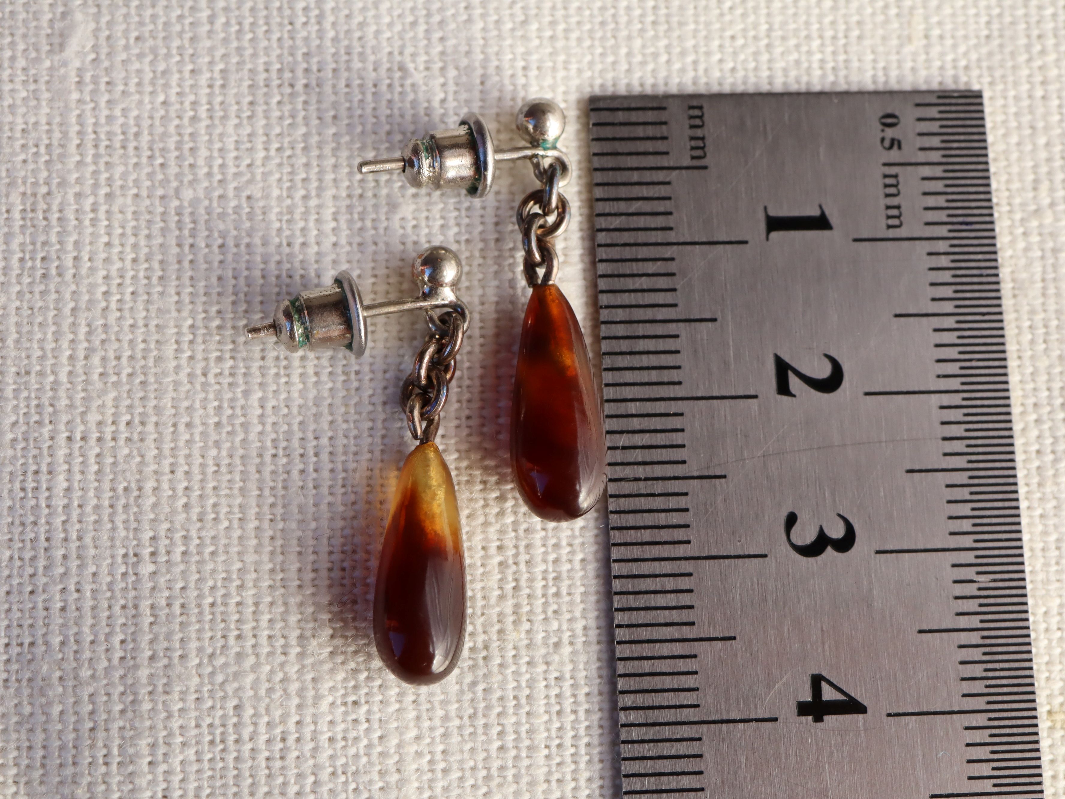 Tortoise Shell Earrings in Sterling Silver