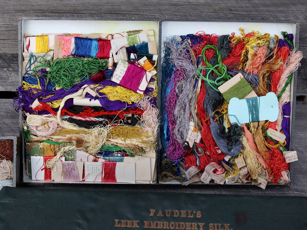 Faudel's Leek Embroidery Silk Box c.1900