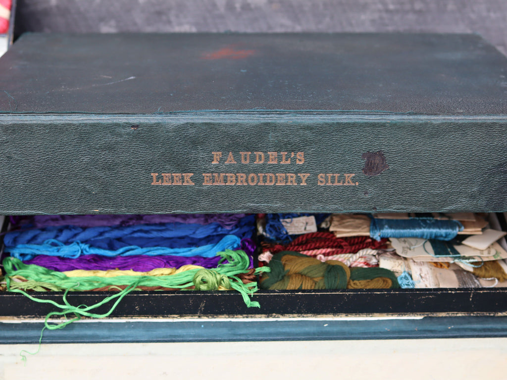 Faudel's Leek Embroidery Silk Box c.1900