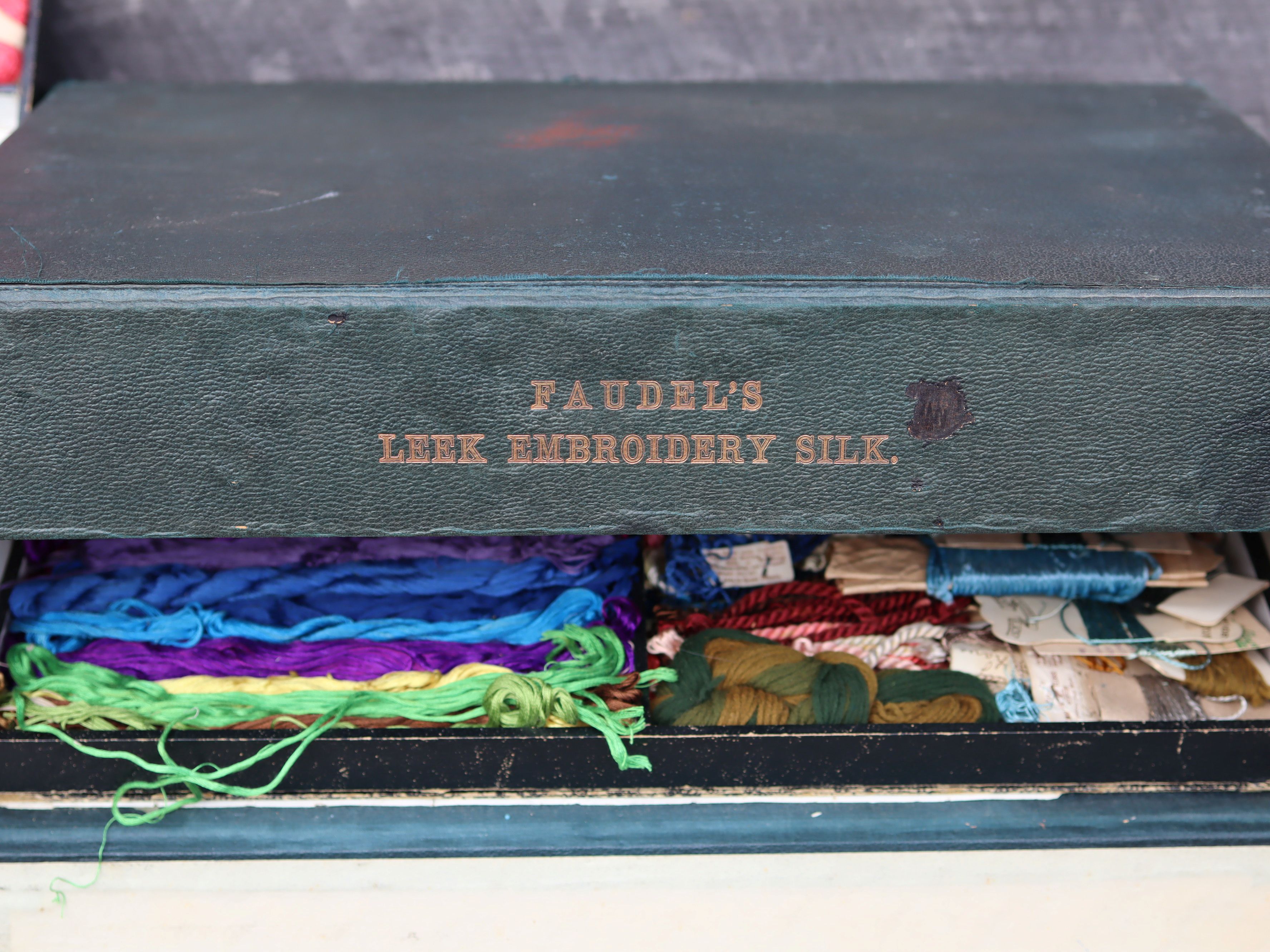 Faudel's Leek Embroidery Silk Box c.1900