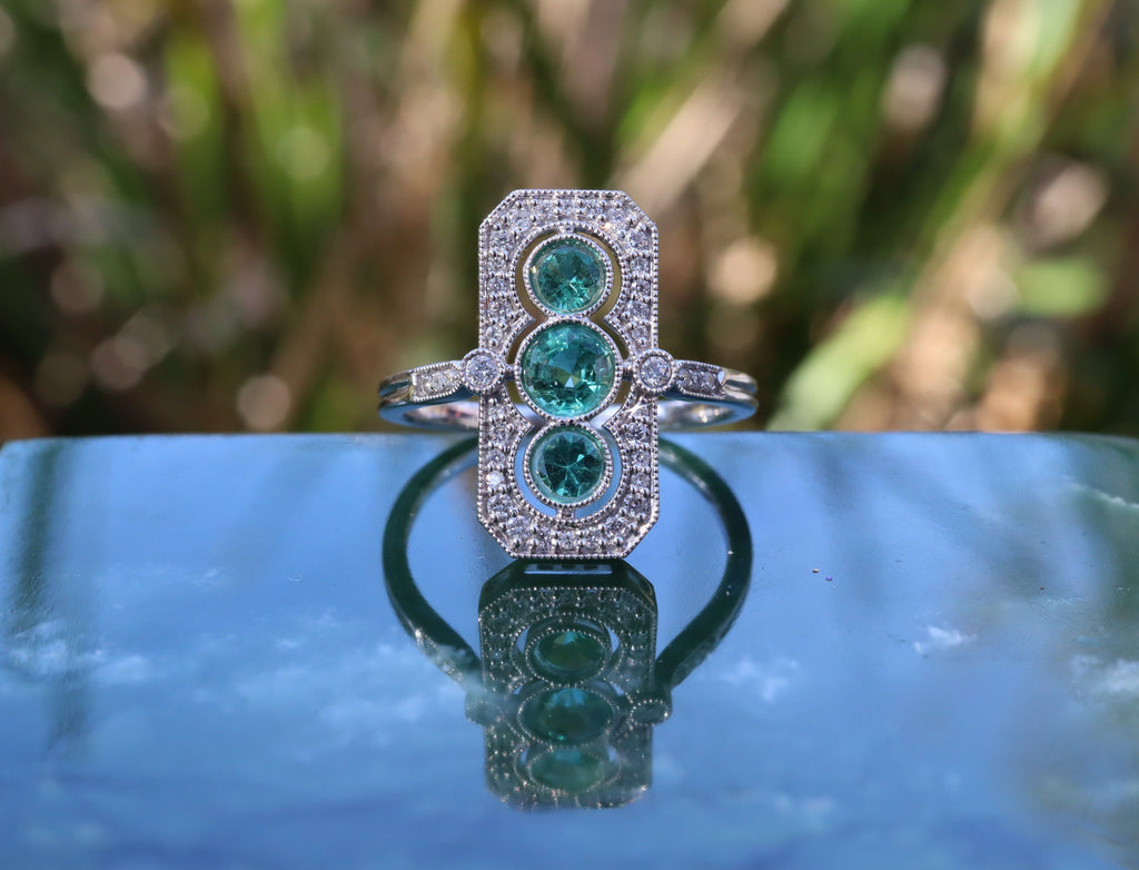 Colombian Emerald and Diamond Ring in 18ct White Gold