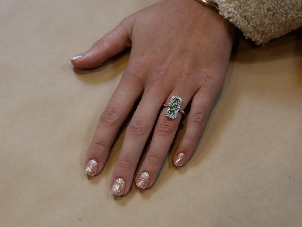 Colombian Emerald and Diamond Ring in 18ct White Gold