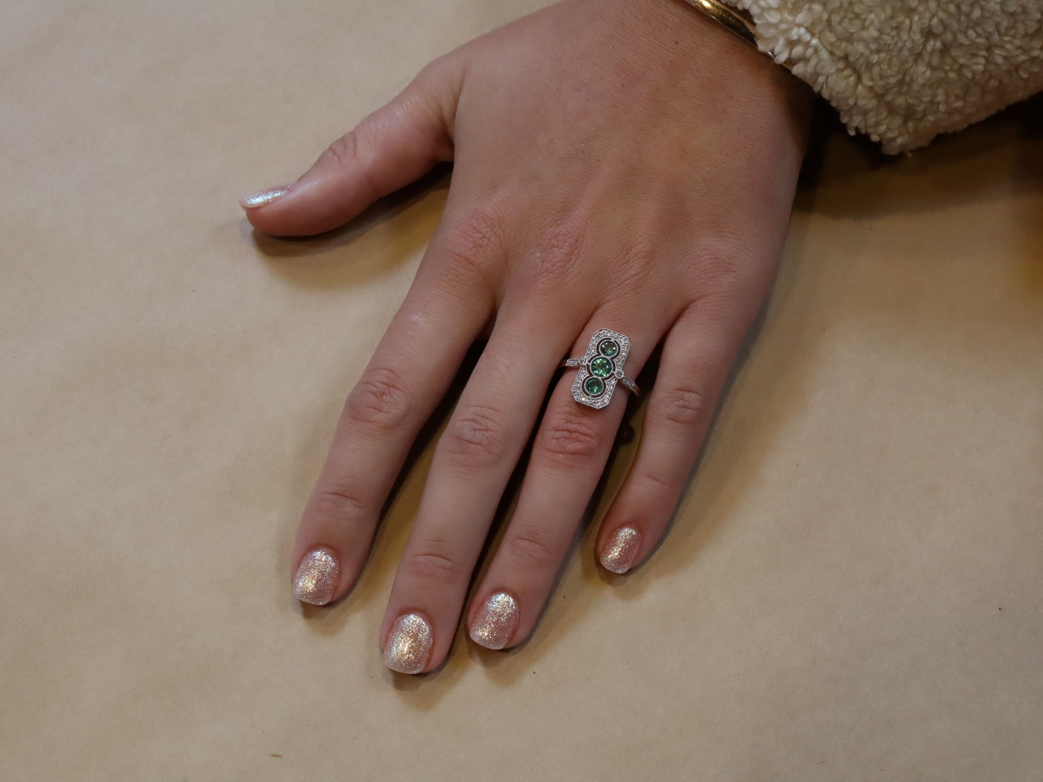 Colombian Emerald and Diamond Ring in 18ct White Gold