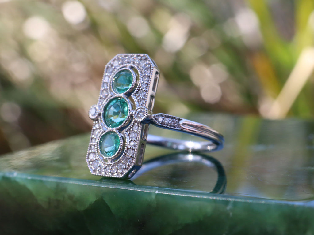 Colombian Emerald and Diamond Ring in 18ct White Gold