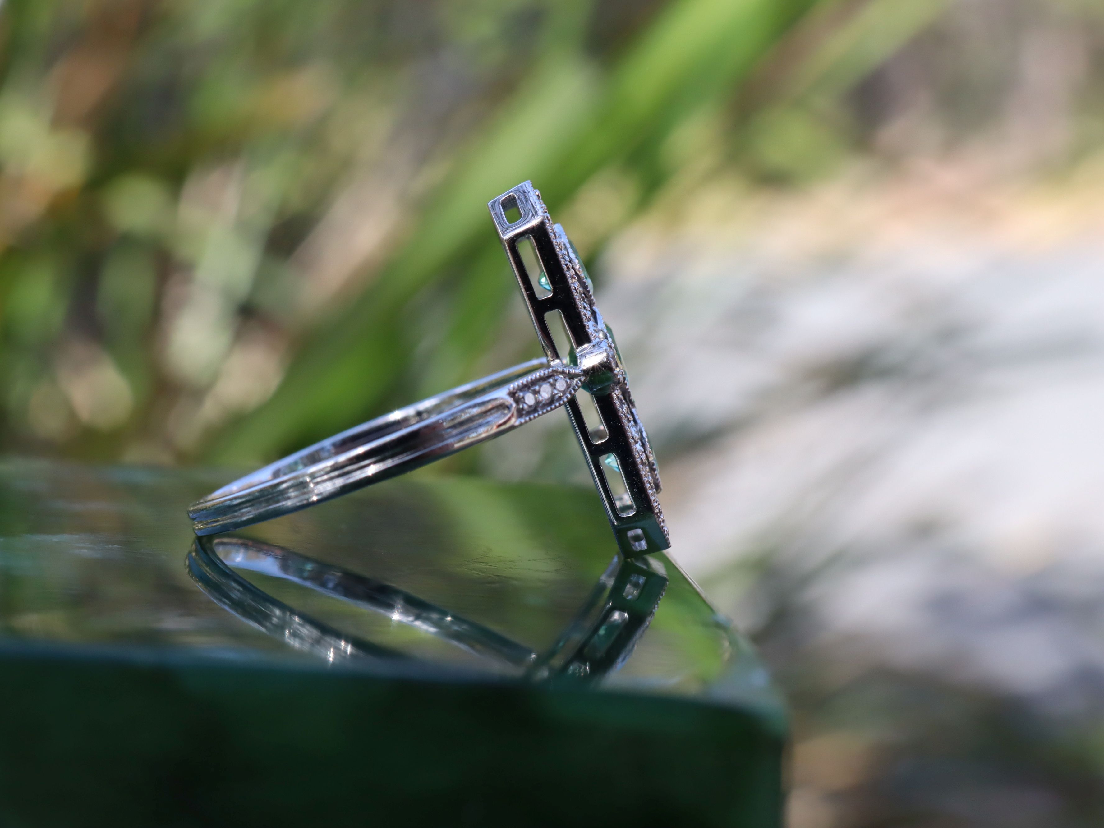 Colombian Emerald and Diamond Ring in 18ct White Gold