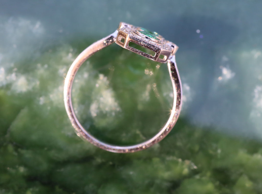 Colombian Emerald and Diamond Ring in 18ct White Gold