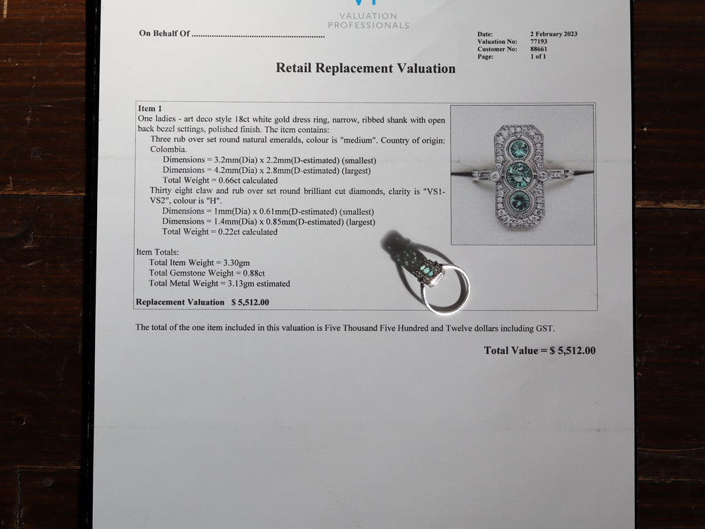 Colombian Emerald and Diamond Ring in 18ct White Gold