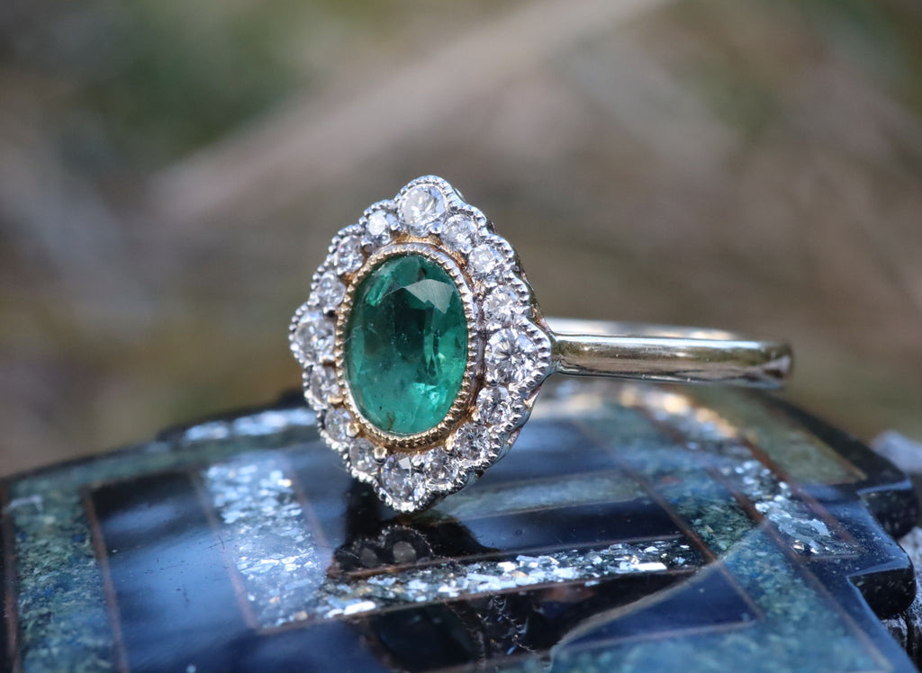Emerald and Diamond Ring in 14ct Gold