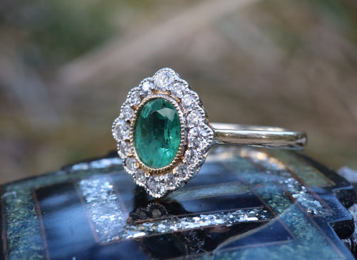 Emerald and Diamond Ring in 14ct Gold
