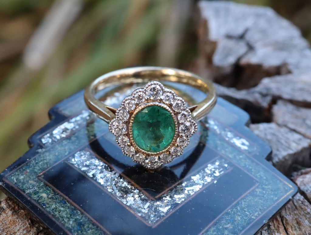 Emerald and Diamond Ring in 14ct Gold
