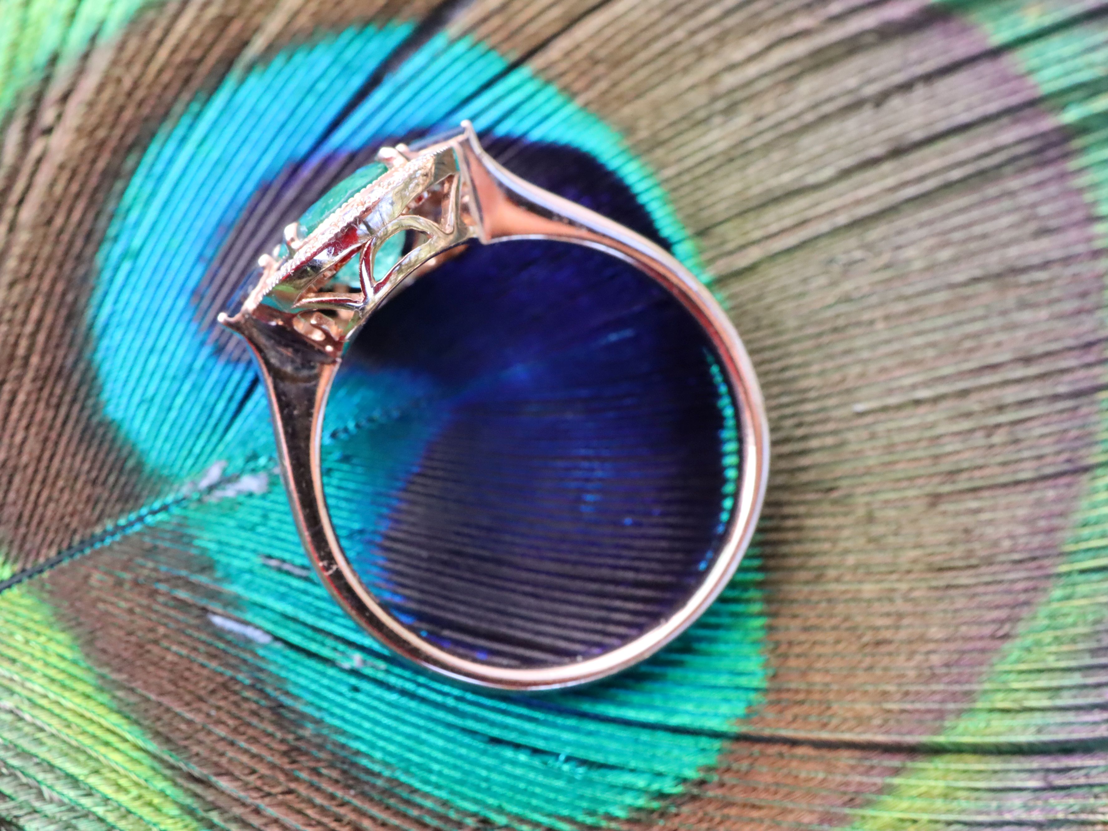 Emerald, Sapphire and Diamond Ring in 18ct Rose Gold