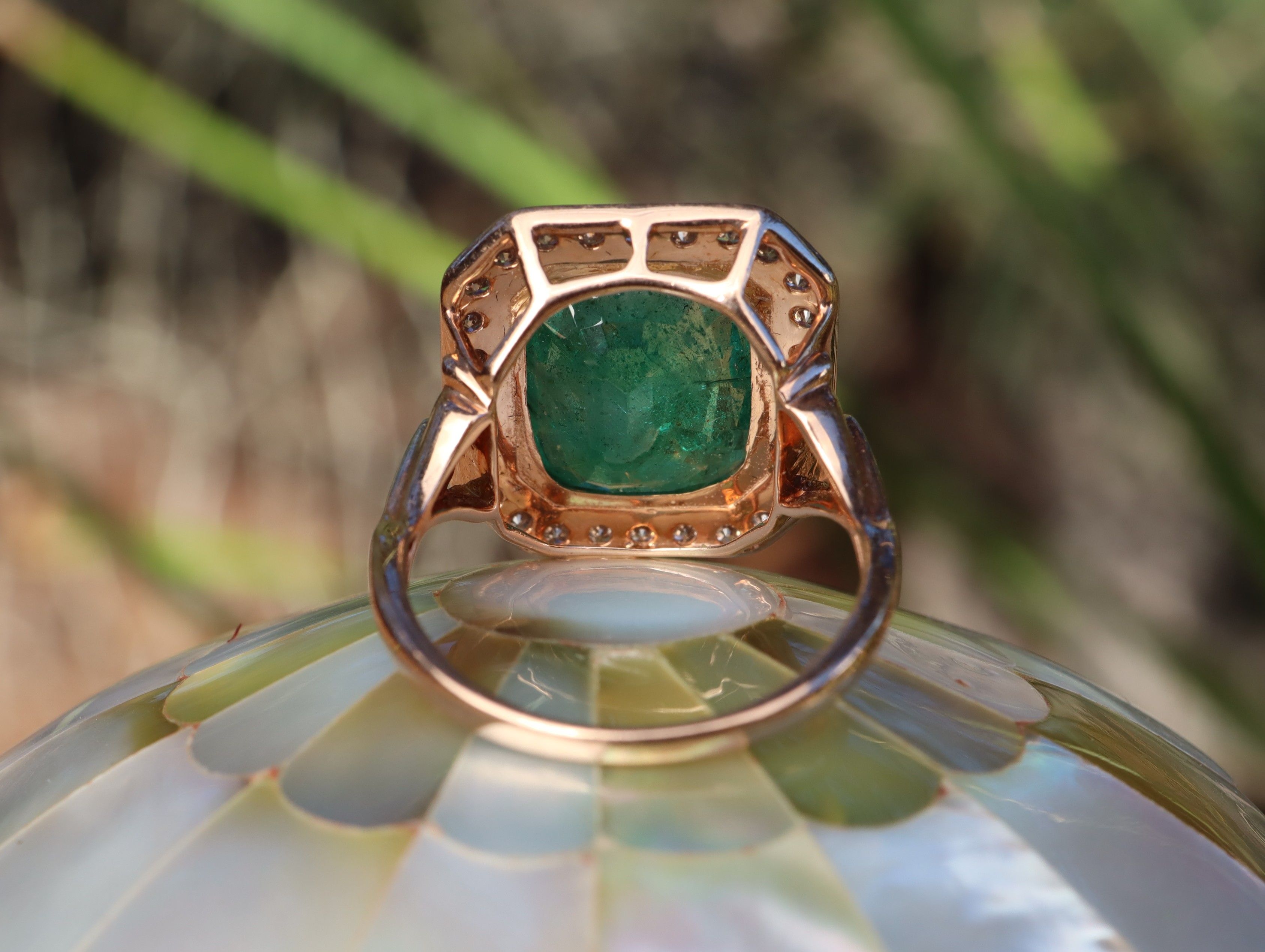 Emerald and Diamond Ring in 14ct Rose Gold
