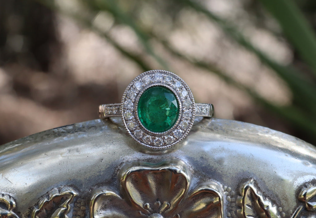 Colombian Emerald and Diamond Ring in Platinum