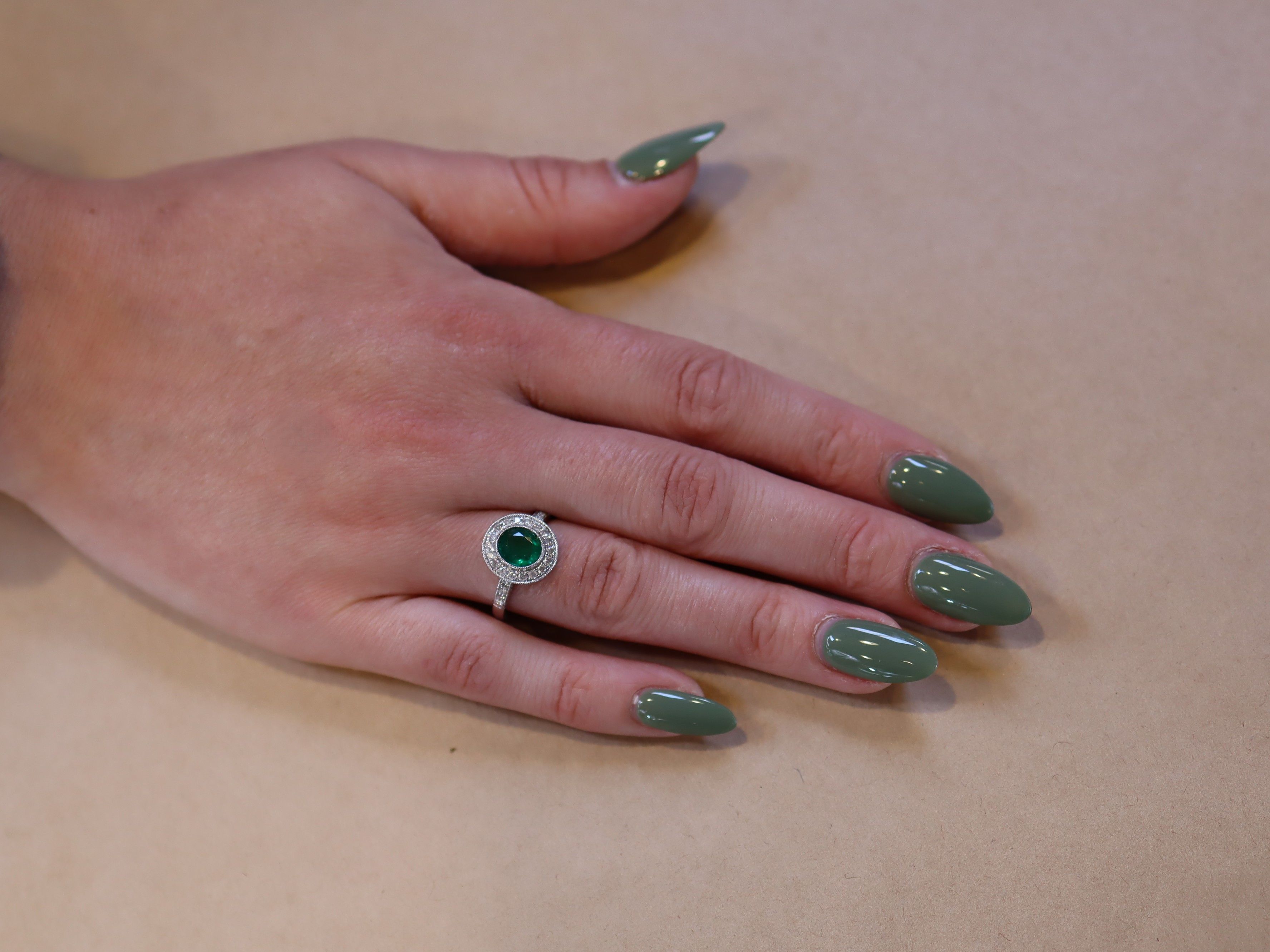 Colombian Emerald and Diamond Ring in Platinum