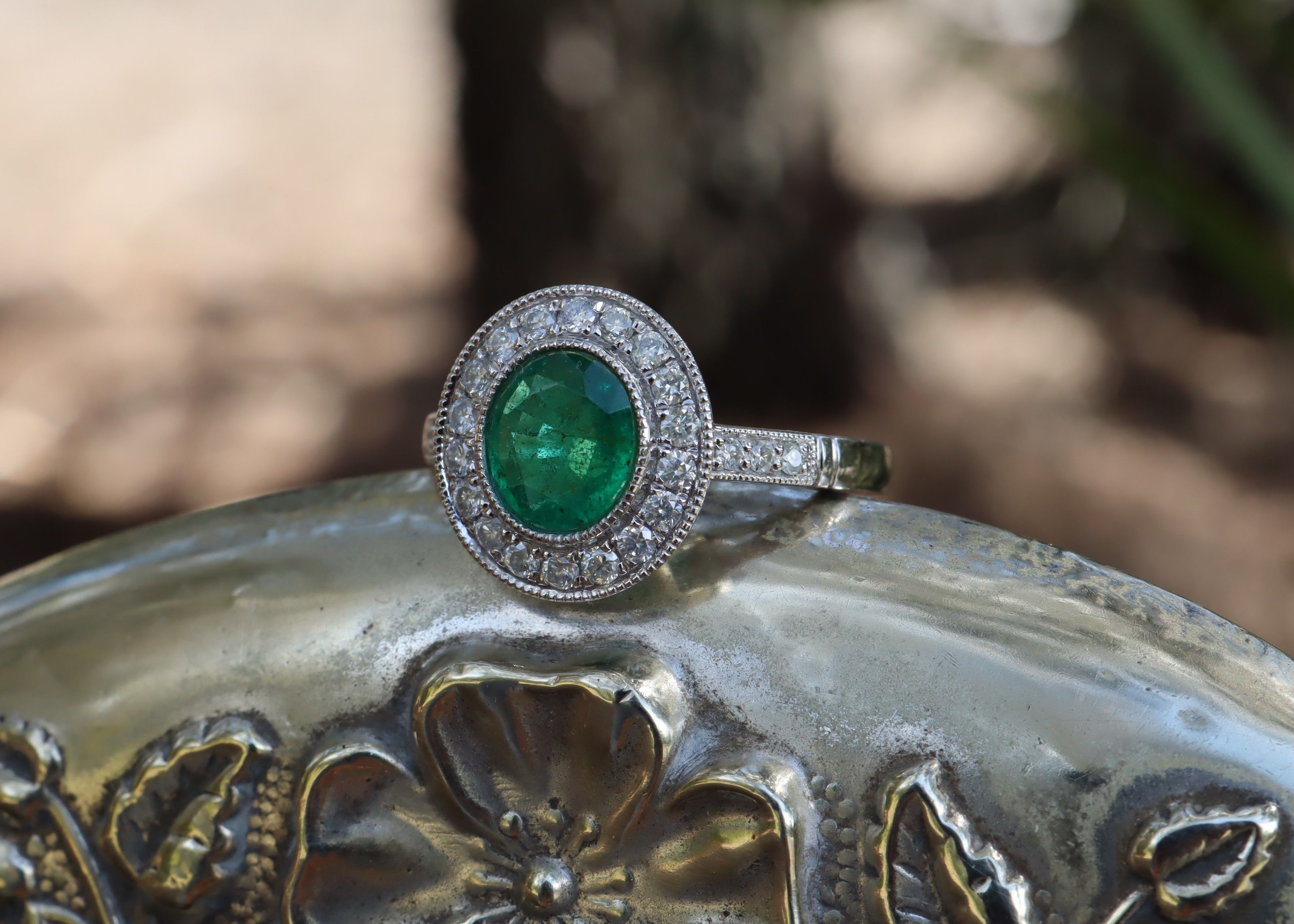 Colombian Emerald and Diamond Ring in Platinum