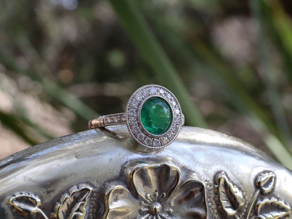 Colombian Emerald and Diamond Ring in Platinum