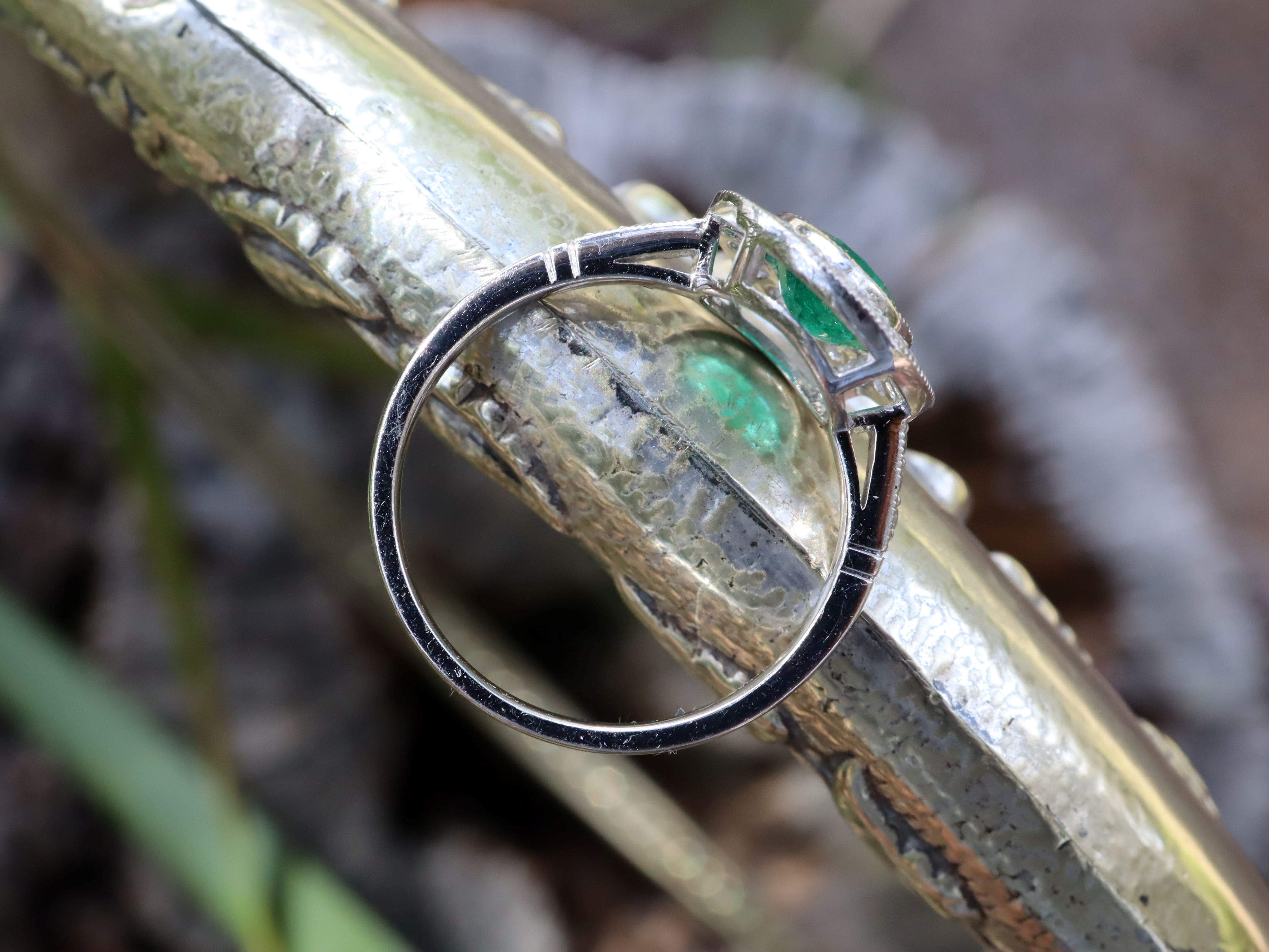 Colombian Emerald and Diamond Ring in Platinum