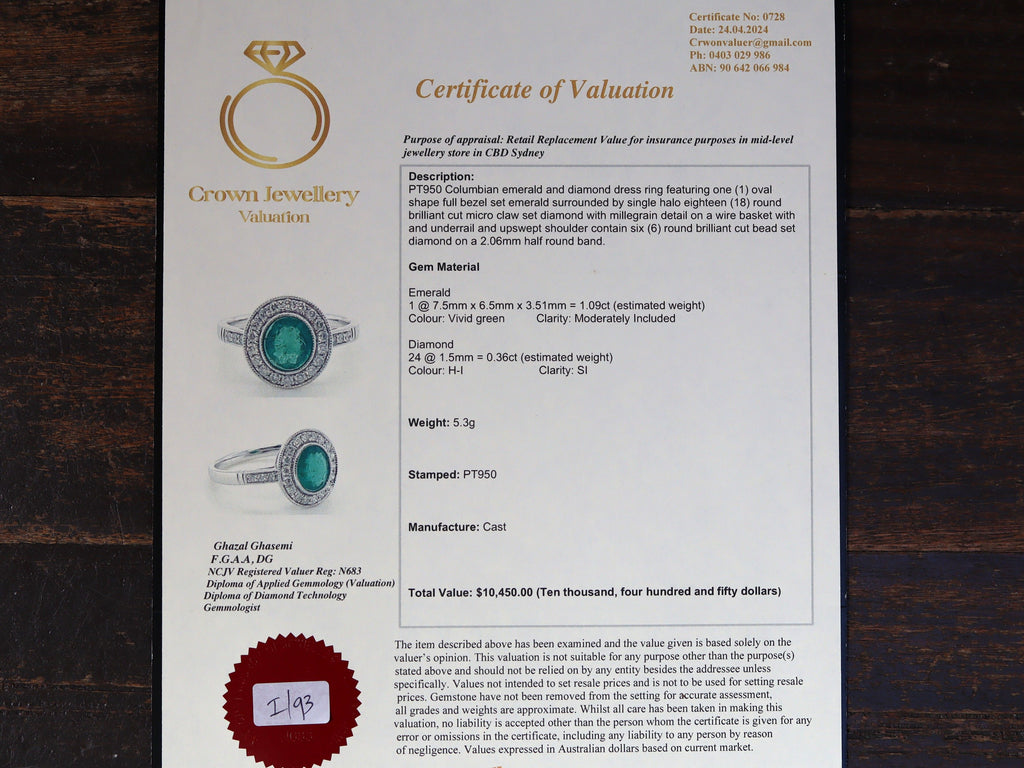 Colombian Emerald and Diamond Ring in Platinum