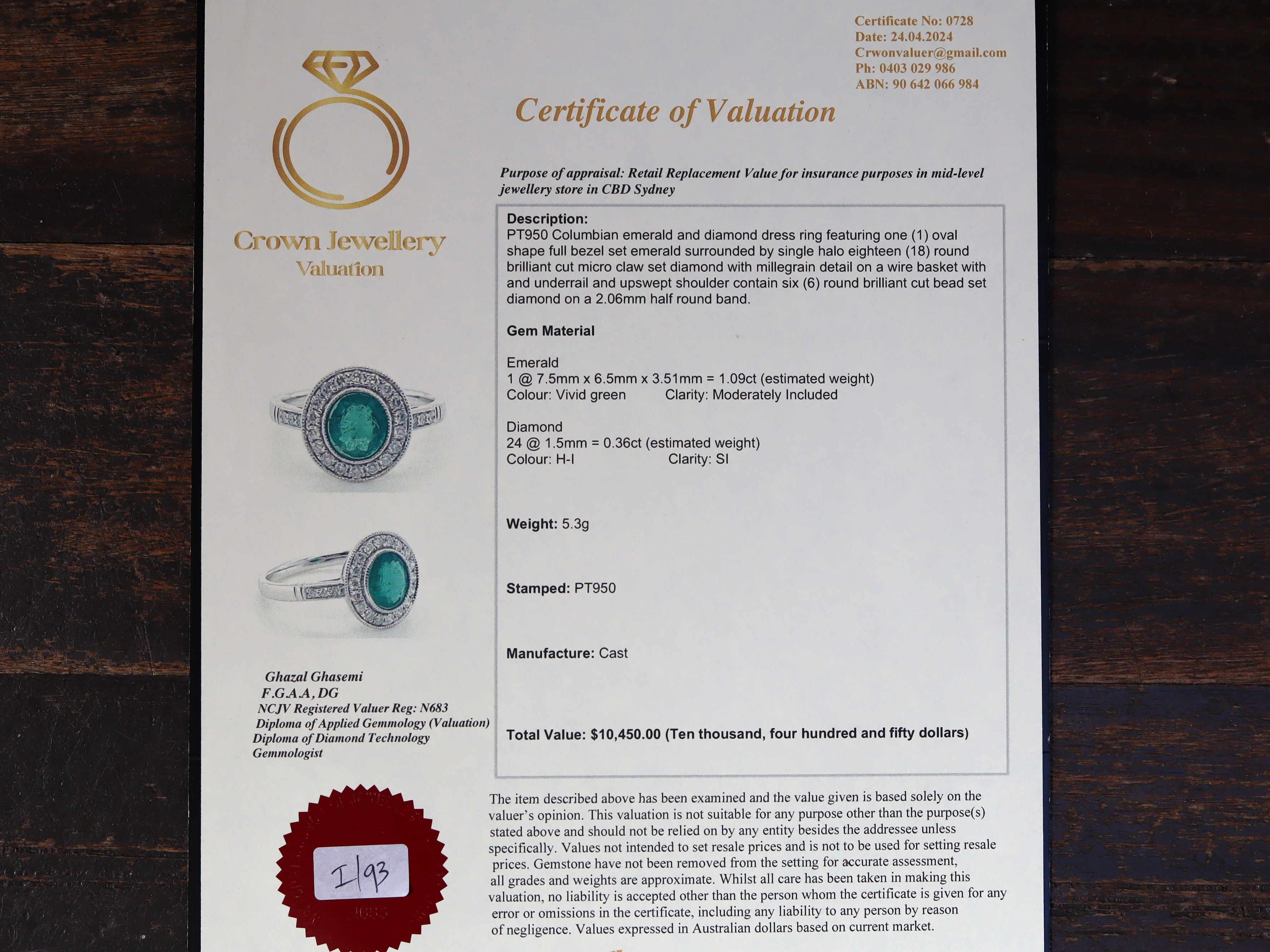Colombian Emerald and Diamond Ring in Platinum