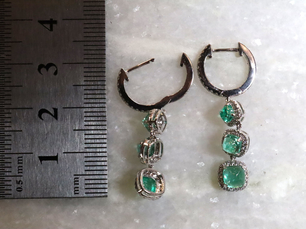Colombian Emerald and Diamond Earrings in 18ct White Gold