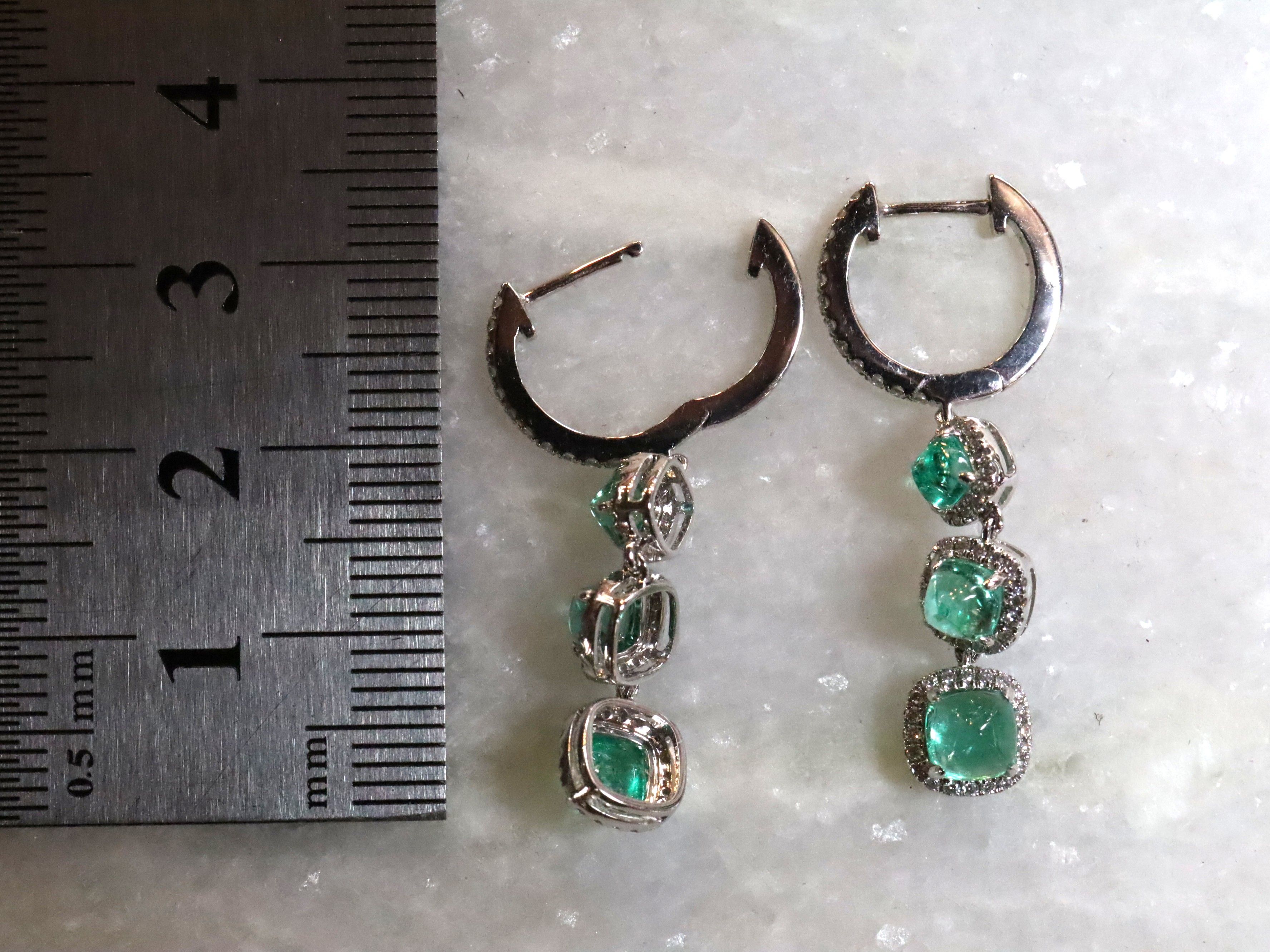 Colombian Emerald and Diamond Earrings in 18ct White Gold