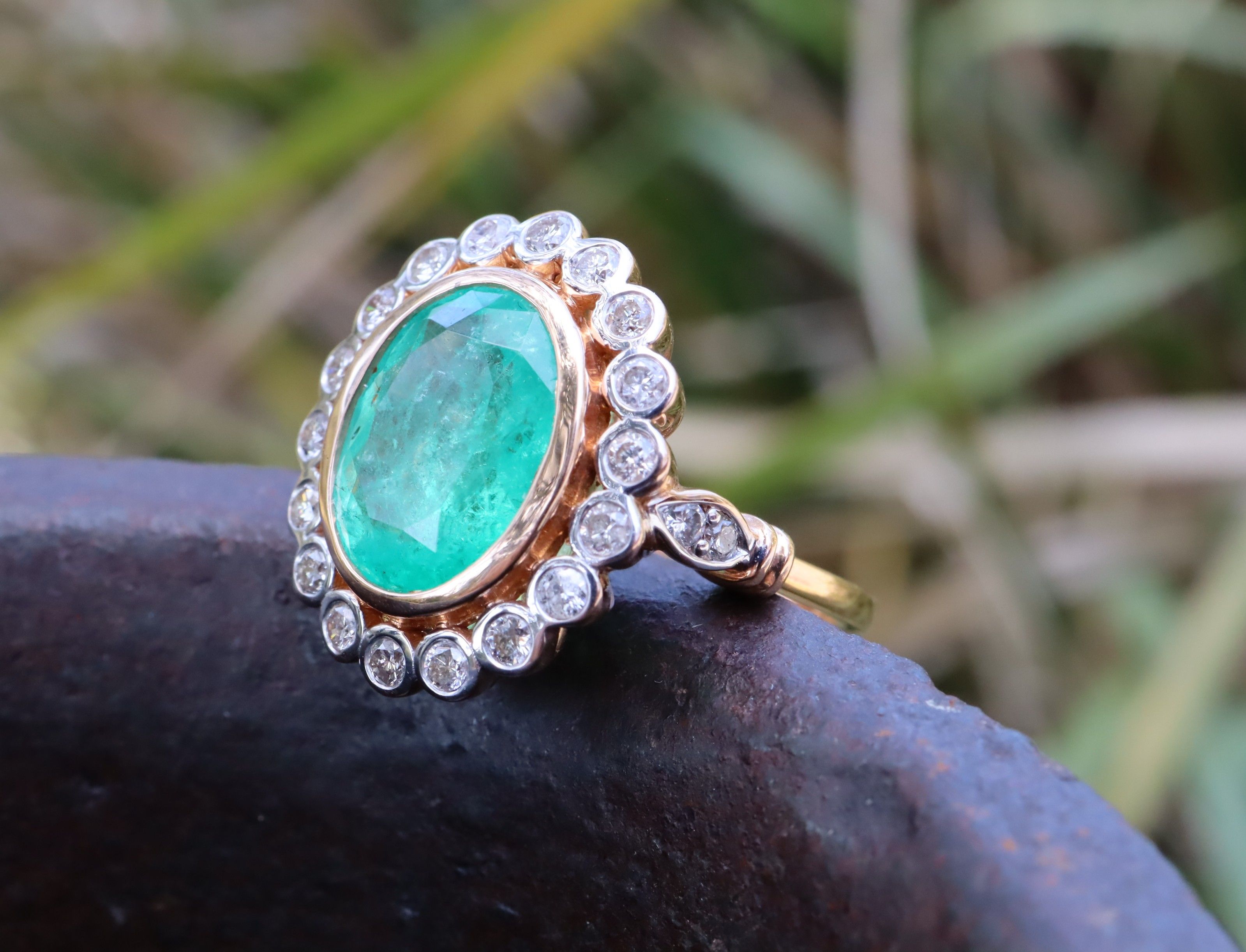Colombian Emerald and Diamond Ring in 18ct Rose Gold