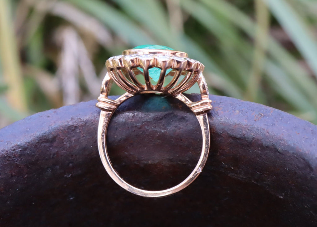 Colombian Emerald and Diamond Ring in 18ct Rose Gold