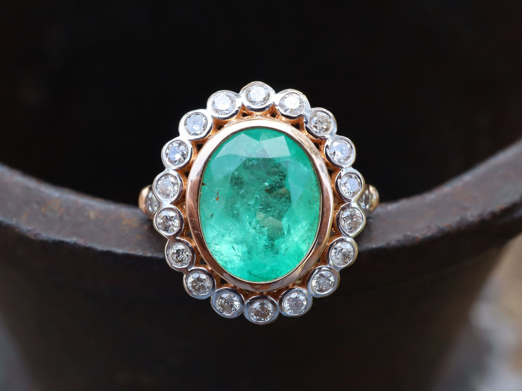 Colombian Emerald and Diamond Ring in 18ct Rose Gold