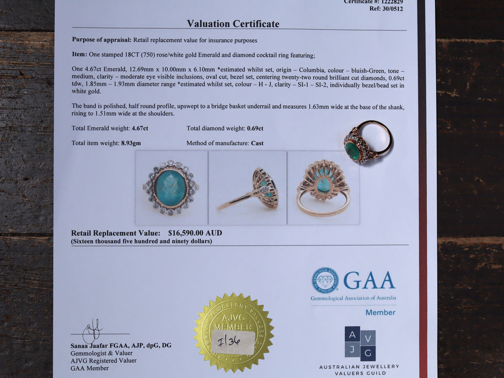 Colombian Emerald and Diamond Ring in 18ct Rose Gold