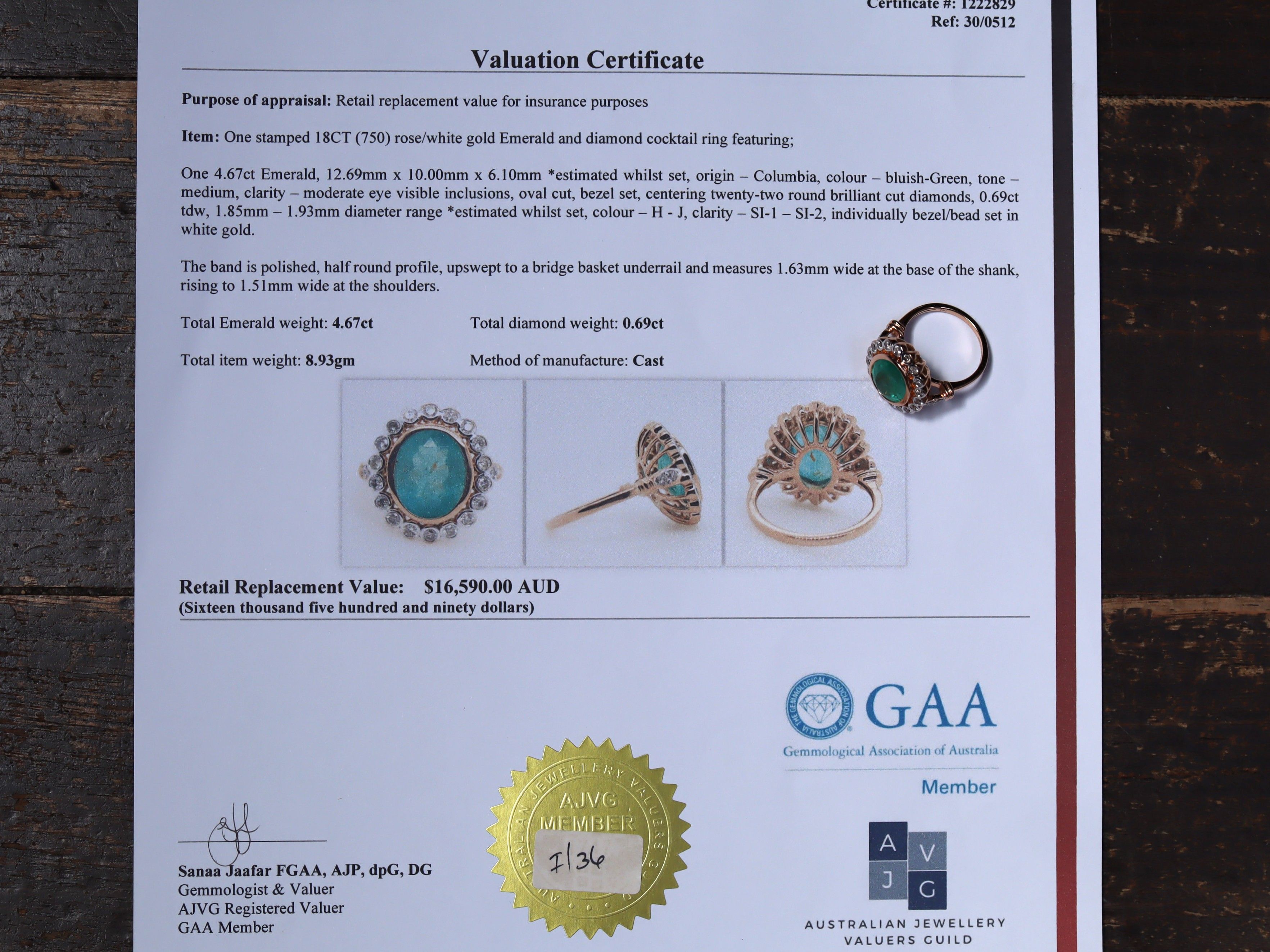 Colombian Emerald and Diamond Ring in 18ct Rose Gold