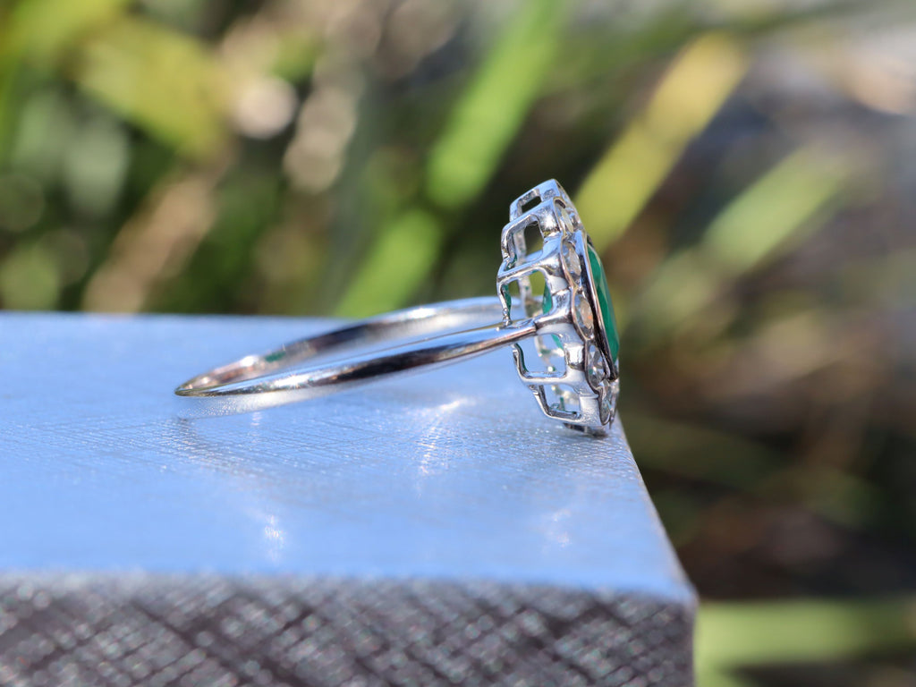 Emerald and Diamond Ring in 14ct White Gold