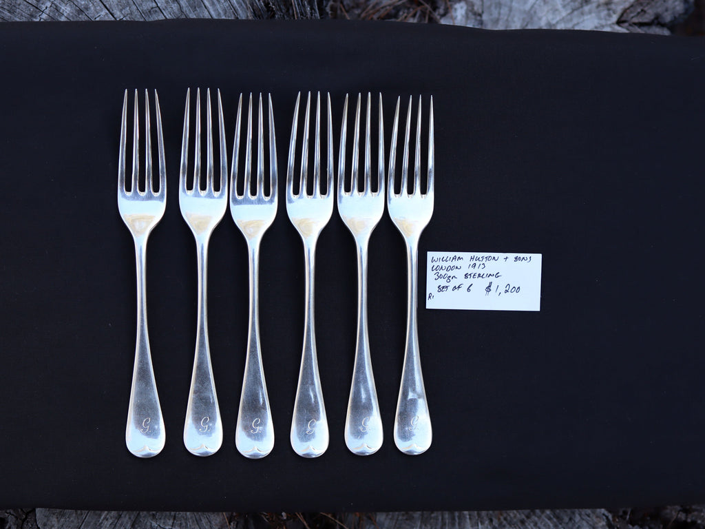 6 Sterling Silver Forks, London 1913 William Hutton & Sons