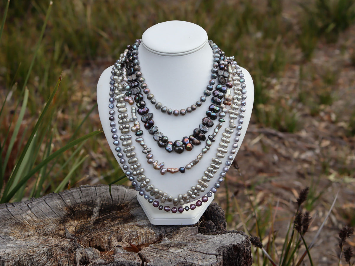 Five Strands of Assorted Dyed Freshwater Pearls