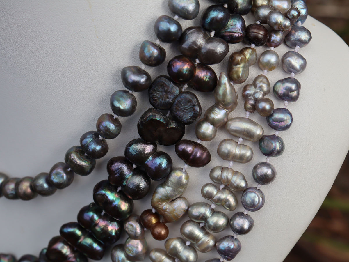 Five Strands of Assorted Dyed Freshwater Pearls