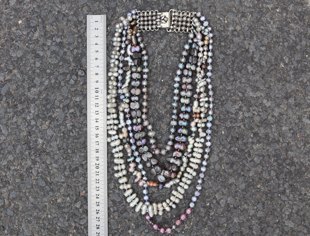 Five Strands of Assorted Dyed Freshwater Pearls