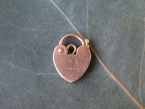 9ct Gold Heart Padlock Charm