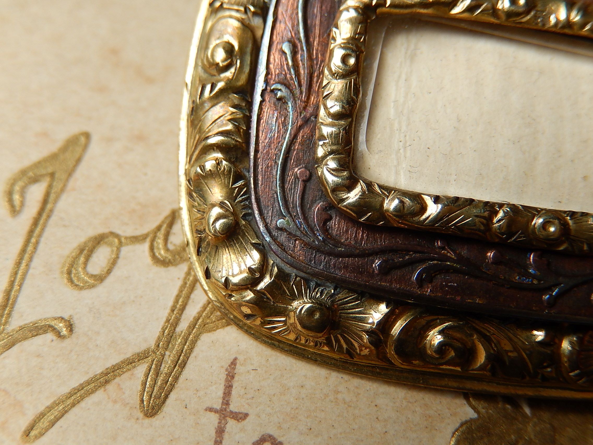 Antique Gold Plate Mourning Brooch c.1910